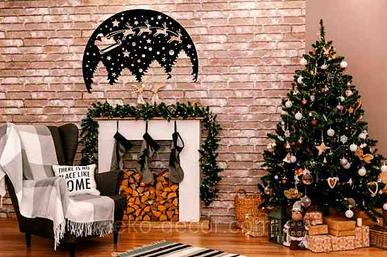 Декоративное настенное Панно «Новый год», Декор на стену 70*51 см, Черный Киев