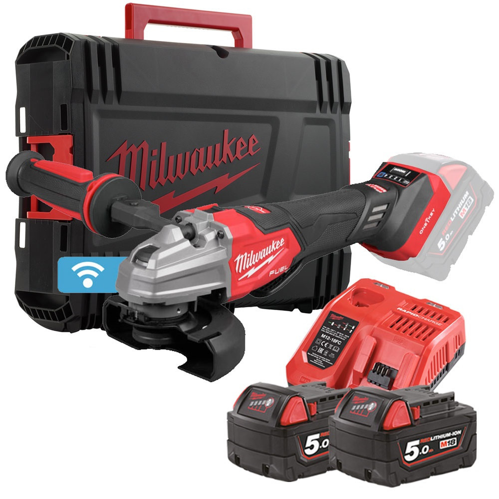 Шлифмашина угловая аккумуляторная MILWAUKEE, M18 FSAGSVO125X-502X, диаметр 125мм (+зар.пр., 2ак.Х5Ач, HD кейс) Одесса - изображение 10