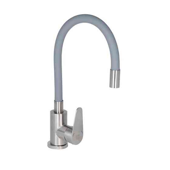 Змішувач для кухні Lidz Vida 04R-GFS U-подібний гнучкий вилив (k35) сірий Київ