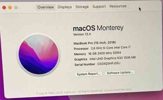 Ноутбук: MacBook Pro 15 (2018) Core i7, RAM16GB/ SSD512Gb. Киев