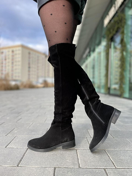 Nivelle Ботфорты женские NIVELLE черные замша натуральная высота 50 см обхват голени 39-41 см ( Коломыя - изображение 1