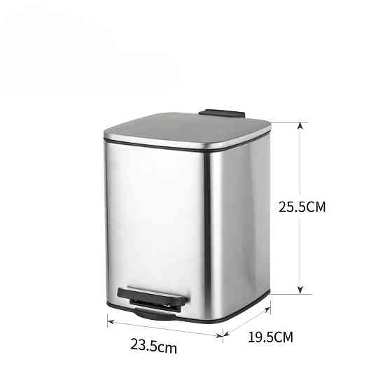 Відро для сміття з плавним закриттям квадратне Zerix Kubix-TC0106 SS Color 6л колір нержавійка (ZX5889) Київ