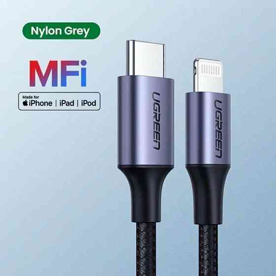 Кабель UGREEN US304 USB-C to Lightning M/M Cable Aluminum Shell Braided 1.5m (Black) (UGR-60760) Киев