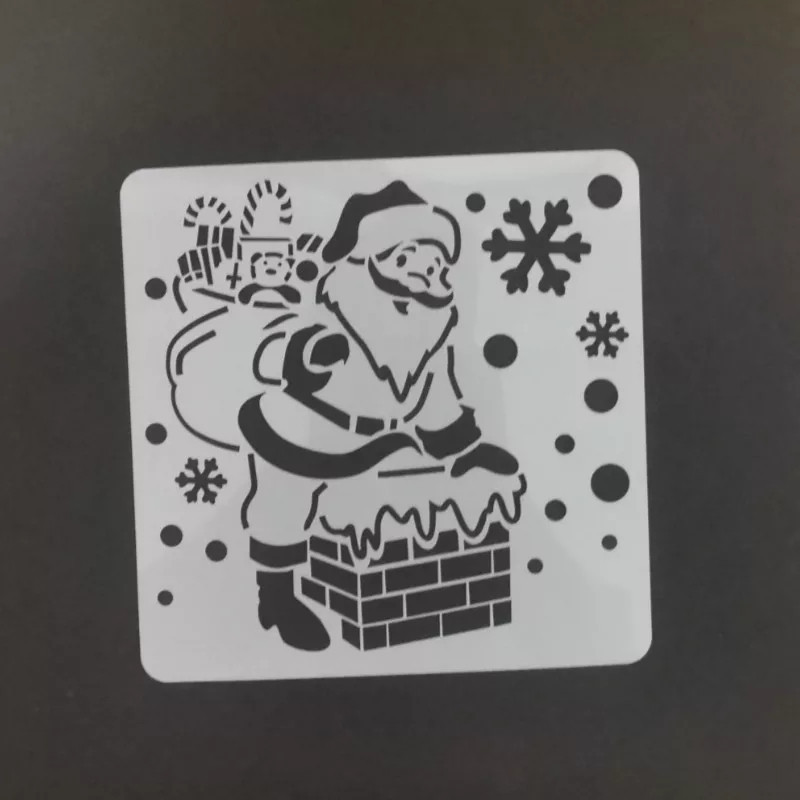 Трафарет на окна к новому году Дед Мороз 13 на 13 см серый Киев - изображение 1