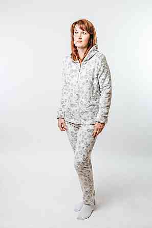 Домашний теплый костюм (пижама) женский кофейный с капюшоном Крохатушка одяг 56/58, Костюм Киев