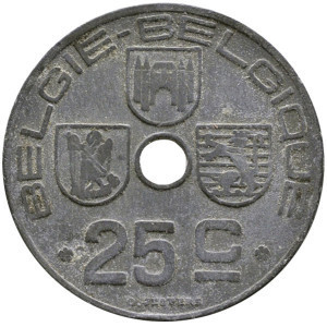 25 сантимів. 1942 рік, Бельгія. (Belgique-Belgie) Полтава - фото 1