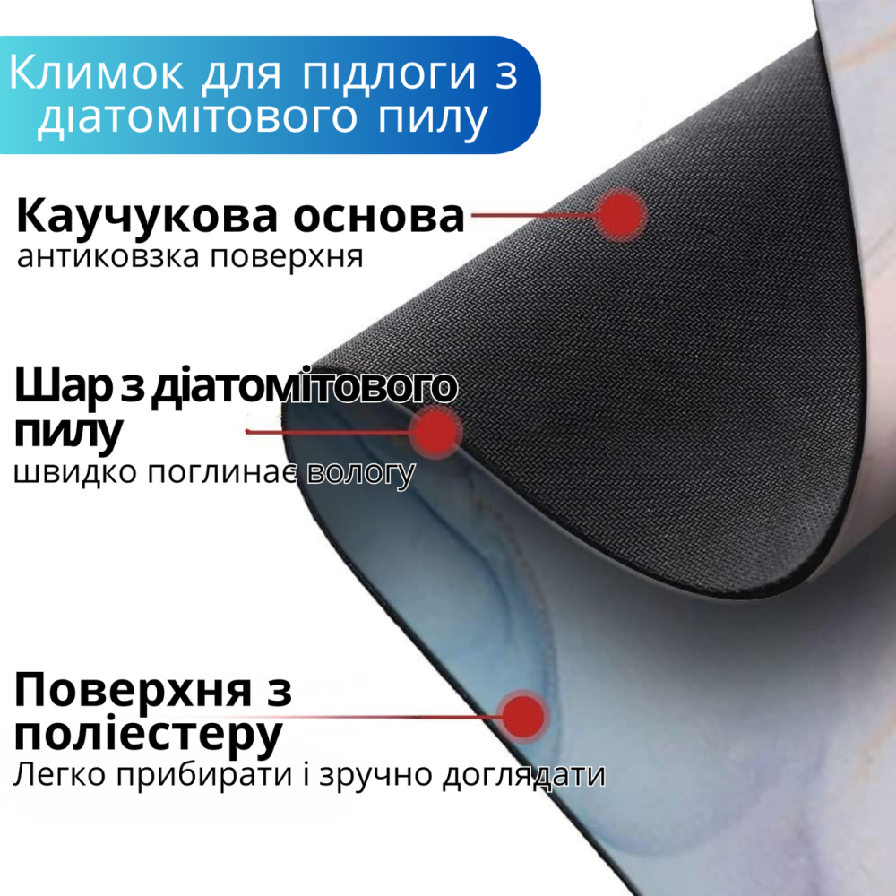 Коврик для душа и ванной комнаты мягкий диатомитовый быстросохнущий антискользящий для кухни, прихожей 50х80 см BF-009 Каменец-Подольский - изображение 2