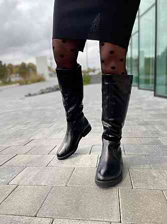 Чоботи жіночі ARLETT чорні натуральна шкіра зима 39см обхват 37см (1729) Коломия