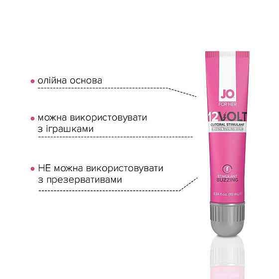 Возбуждающий гель для клитора JO 12VOLT (10 мл) с эффектом пульсации и разогрева Sex Aura Киев