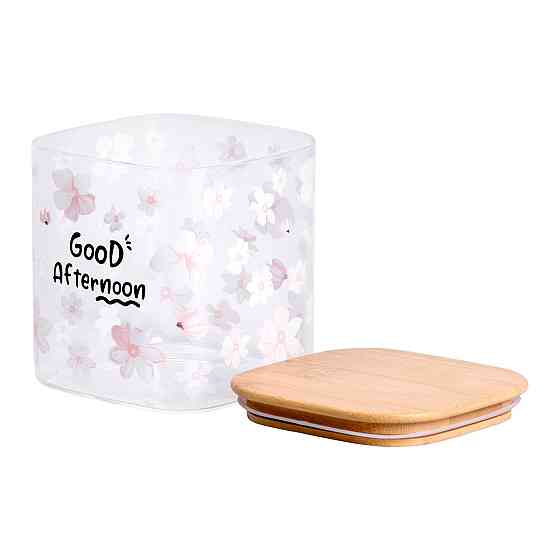 Yiwu Банка для сипучих продуктів з бамбуковою кришкою 800 мл ємність для сипучих скло HP-34-25 Коломыя