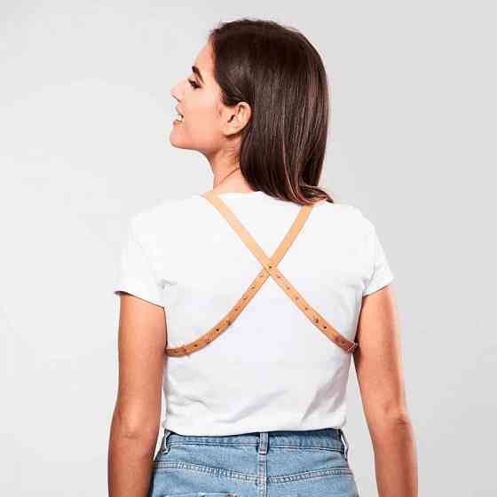 Портупея з екошкіри Bijoux Indiscrets MAZE – Cross Cleavage, бежева Sex Aura Київ