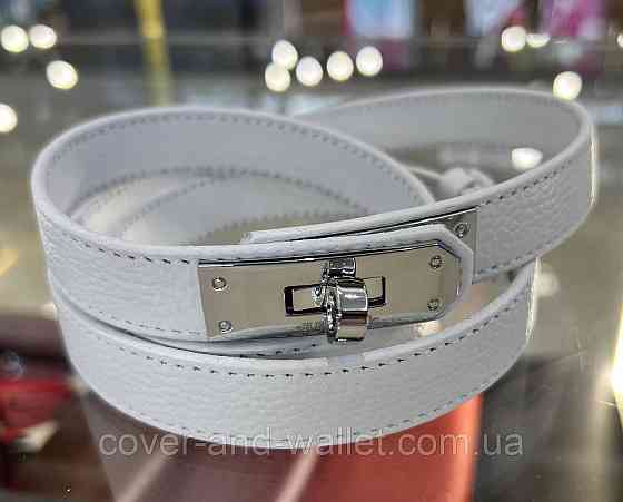 Вузький жіночий ремінь білого кольору з модною пряжкою Kelly 20 мм Puos Київ
