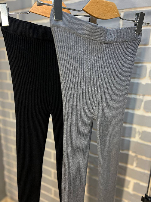 Лосини жіночі U 6157 рубчик теплі в'язка, чорний, one size Київ - фото 20