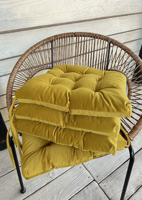 Подушка для стульев (40x40х5 см) Decorator Velour цвет горчичный 84-179 Киев - изображение 4