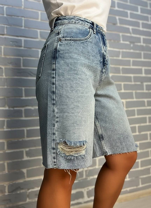 Шорти жіночі джинсові Women Denim 2038-977 бермуди рвані блакитні, блакитний, 36 Київ - фото 18