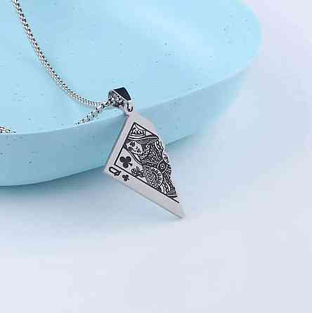 Підвіска «Королева карт» зі сталі – сріблястий кулон Київ