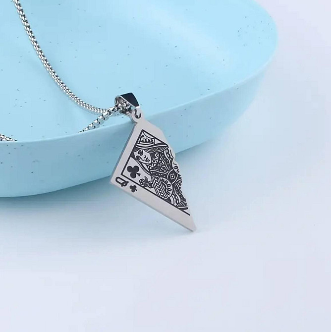 Підвіска «Королева карт» зі сталі – сріблястий кулон Київ - фото 1