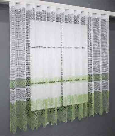 Тюль сітка висотою 1,5м, колекції "Juli" колір білий з зеленим 1377т Київ