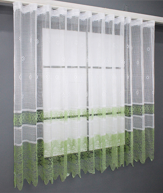 Тюль сітка висотою 1,5м, колекції "Juli" колір білий з зеленим 1377т Київ - фото 2