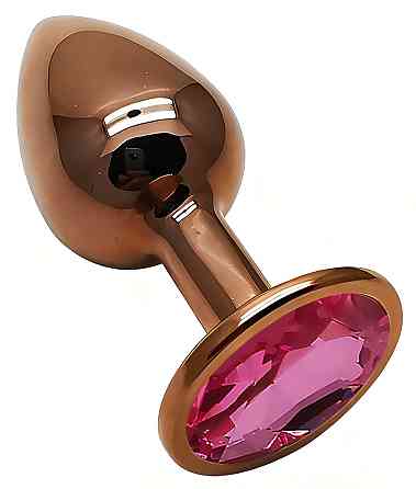 Анальна пробка з кристалом EGZO - Dark Gold Round Plug Rose, size S Sex Aura Київ