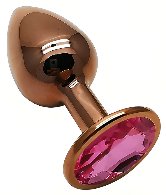 Анальна пробка з кристалом EGZO - Dark Gold Round Plug Rose, size S Sex Aura Київ - фото 2
