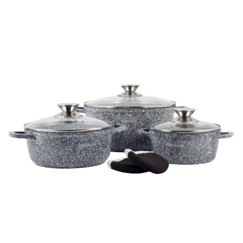 Набір каструль 7 предметів (каструлі d20-2,3л/d24-4,5л/d28-6,5л + прихватки) Ofenbach Житомир - фото 1