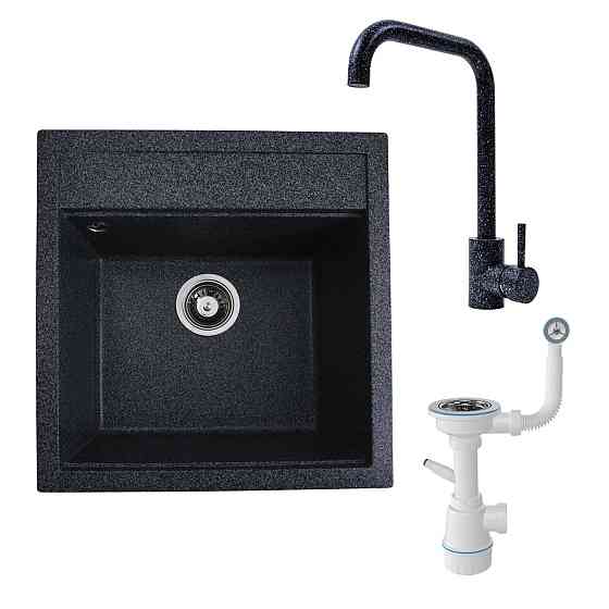 VALESO Комплект «Мийка FIESTA (графіт) + сифон + змішувач (графіт)» Киев