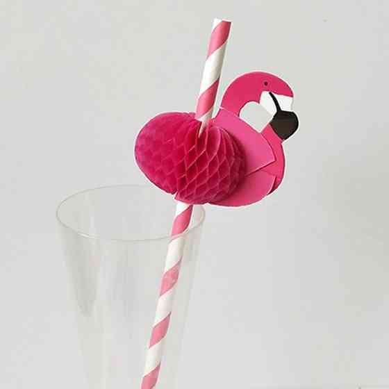 Коктейльні трубочки Фламінго 10 штук 19 см рожевий Київ