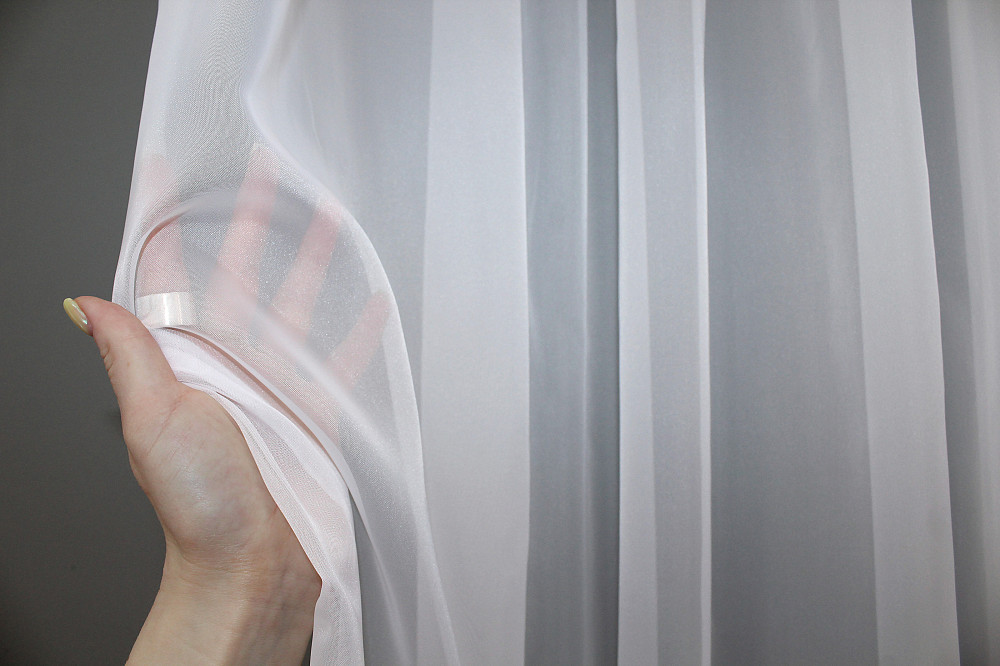 Тюль с бантовой тесьмой VR-Textil н101 Шифон однотонный Белый 500х250 см (44-021) Киев - изображение 5