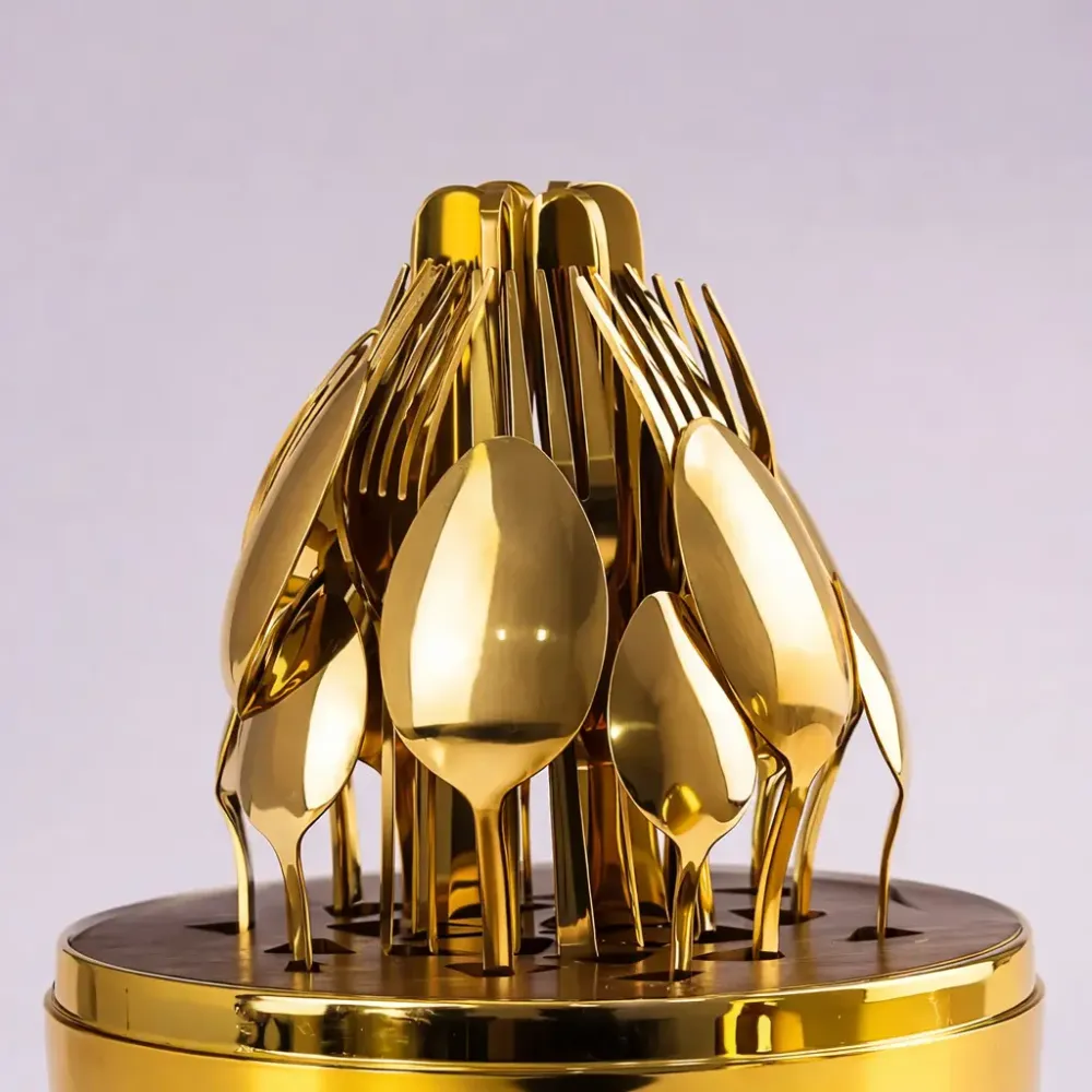 Столовые приборы из нержавеющей стали EGG 24 шт Gold Коломия - фото 3