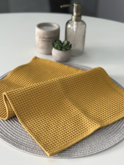 Вафельний рушник Ideal Textile 70х140 см 240 г/м2 (56860827) Гірчичний Чернівці - фото 6