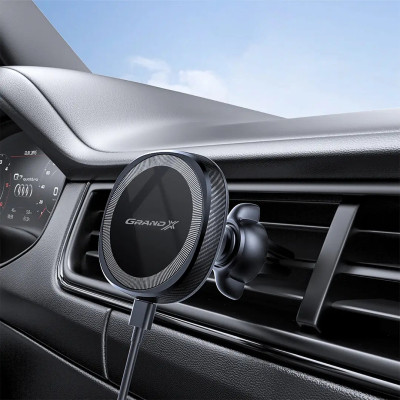 Універсальний автотримач Grand-X MT-15W MagSafe з зарядкою 15W (кріплення на дефлектор) (MT-15W) Вінниця - фото 8