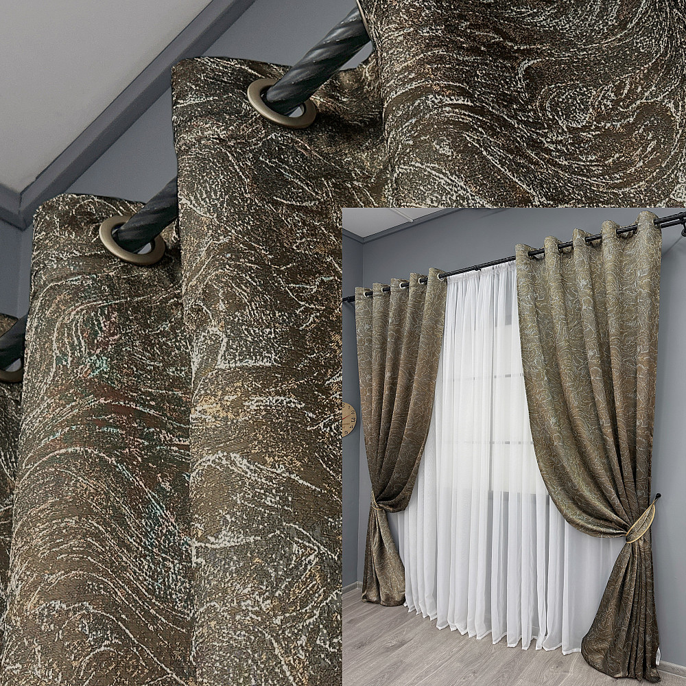 Комплект штор на люверсах VR-Textil Жаккард Fantasy № 1631ш Капучино 150х270 см 2 шт (37-0185) Киев - изображение 1