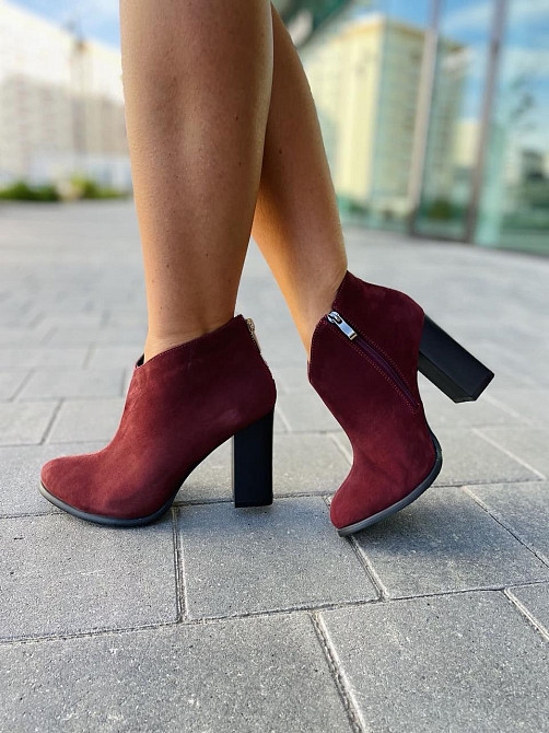 Женские ботинки 95з бордовые натуральная замша высота каблука 9см размер 37р. (1213) Коломия - фото 6