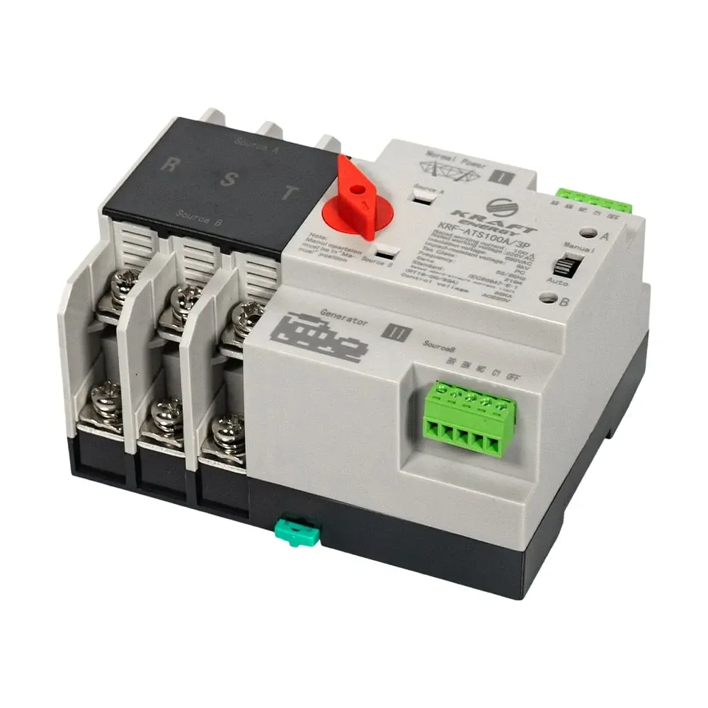 Автоматичний перемикач (АВР) під DIN-рейку Kraft KRF-ATS100A/3p 3 полюси (51-00101) Київ - фото 7