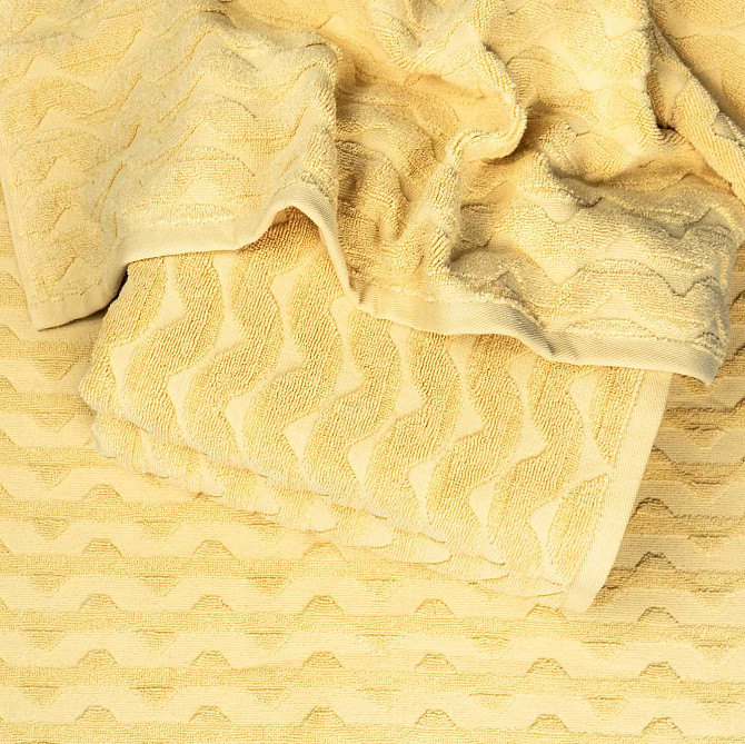 Махровое полотенце для лица и рук Жаккардовое Волна GM Textile 50х90см 500г/м2 (Желтый) Сумы - изображение 2