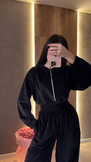 Жіночий стильний повсякденний комбінезон велюр плюш Чорний, 44/46 Одеса - фото 3