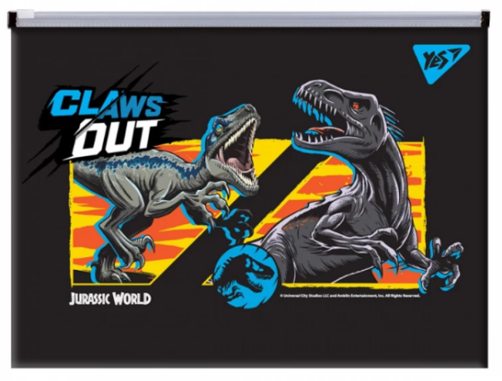 Папка-конверт з бігунком В5 "Yes" Jurassic World пластик, 492037, шт Київ