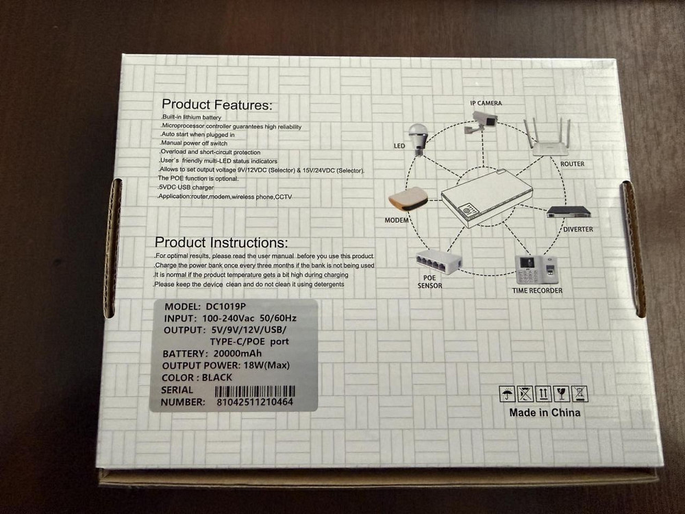 Бесперебойник (UPS) для WI-Fi роутера DC1019P 20000maH 18W поддерживает 5-9-12V USB Type-C, POE-port до 10 часов автономной работы Винница - изображение 4