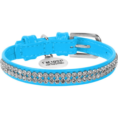 Ошейник для животных WAUDOG Glamour с QR-паспортом "Стразы" XS Ш 9 мм Д 19-25 см голубой (33072) Винница - изображение 2