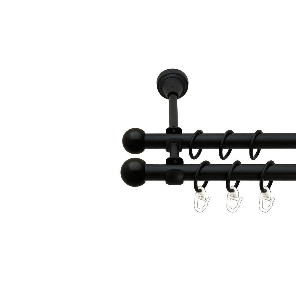 Карниз Orvit Куля Болонь металевий дворядний відкритий гладка труба кільце металеве Чорний Оксамит 16\16 мм 300 см (00-00021008) Львів - фото 1