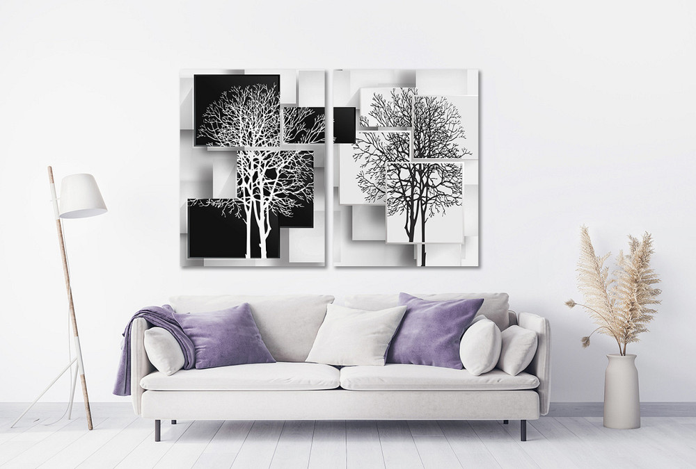 Модульная картина в гостиную / спальню  Чорно-Білі дерева  TLV-2_046 Київ - фото 2