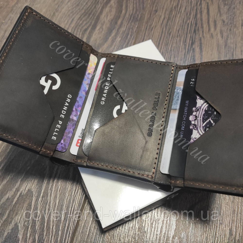 Компактный мужской кожаный кошелек на магнитной застежке Grande Pelle 504120 Киев - изображение 6