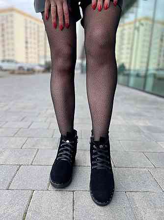 Черевики жіночі D and V чорні натуральна замша з хутром висота 12см підошва 3см (2979) Коломыя