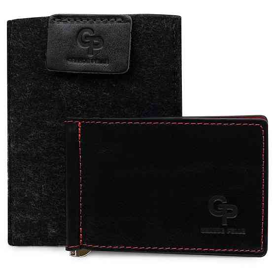 Шкіряний стильний затиск для грошей унісекс GRANDE PELLE 11541 Чорний Київ