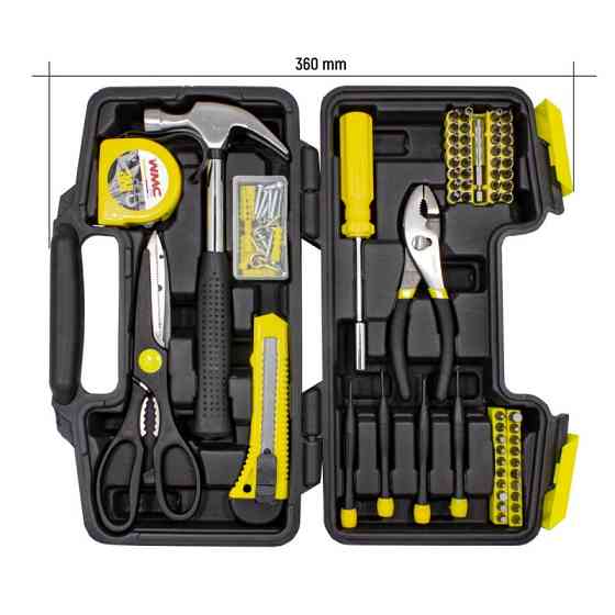 Набір інструментів 142пр(молоток,пасатижі,викрутки,ніж,рулетка,ножиці,біти,витратник) WMC TOOLS WT-10142 Одеса