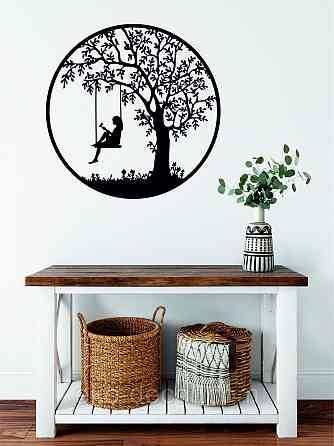 Декоративное настенное Панно «Качеля», Декор на стену 70*70 см, Черный Киев