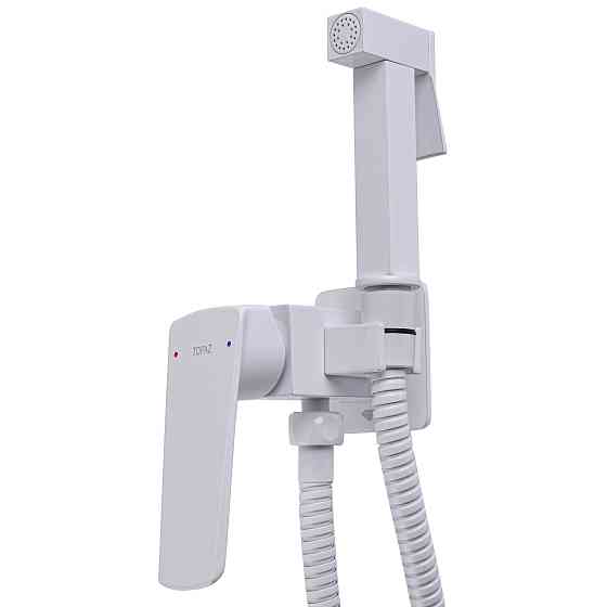 Змішувач гігієнічний TOPAZ LEXI TL 21106-H57-W моноблок вбудований, стоп-лійка латунь Білий глянець Київ