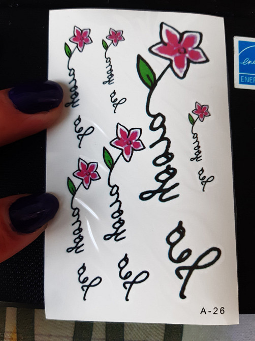 Одноразове тату з квітами і написами - розмір стікера 10*6см Київ - фото 1