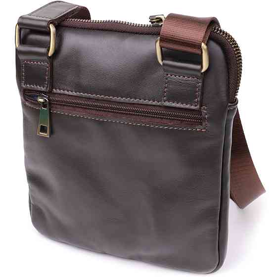 Елегантна чоловіча сумка з гладкої натуральної шкіри Shvigel 23150 Коричневий Київ